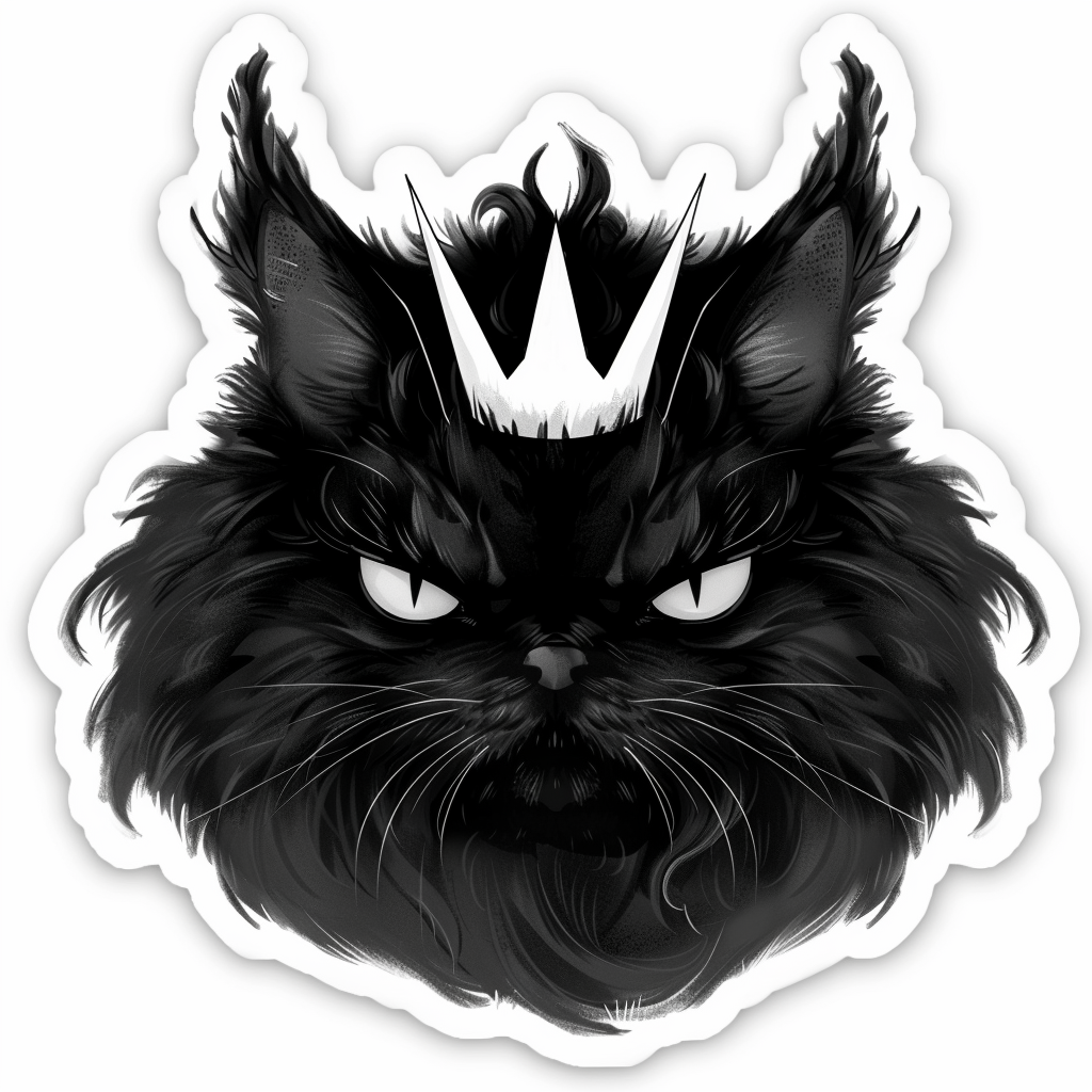 Persian Cat crowned majestic Expressive surreal Vinyl Decal Sticker for Car, Laptop, Tumbler and more # F016156