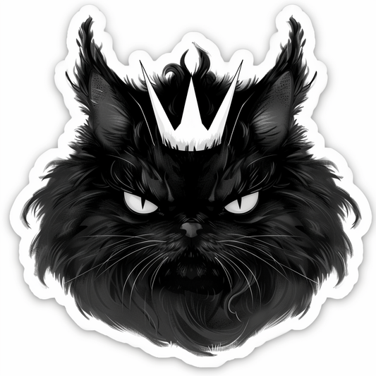 Persian Cat crowned majestic Expressive surreal Vinyl Decal Sticker for Car, Laptop, Tumbler and more # F016156