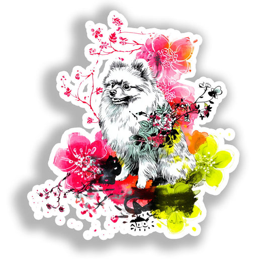 Pomeranian Dog Vinyl Decal Sticker for Car, Laptop, Tumbler and more # A017435-4" x 4"