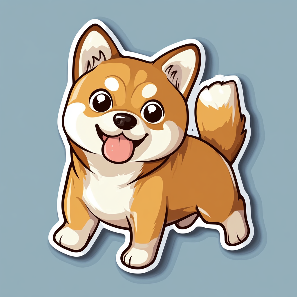 Shiba Inu sticker cartoon style Expressive surreal Vinyl Decal Sticker for Car, Laptop, Tumbler and more # F025825