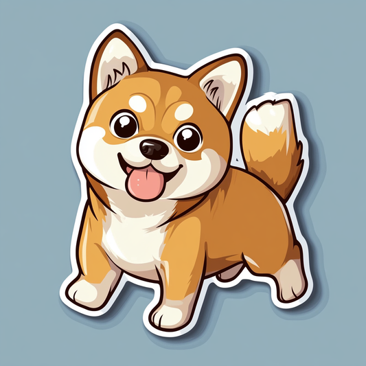 Shiba Inu sticker cartoon style Expressive surreal Vinyl Decal Sticker for Car, Laptop, Tumbler and more # F025825