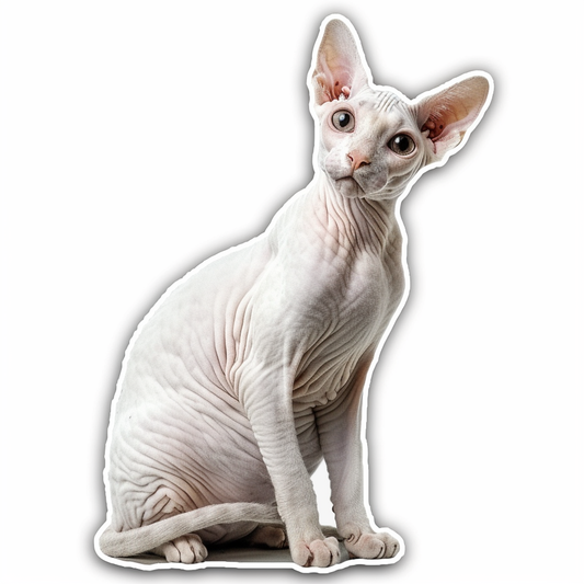 Adorable Cornish Rex Cat Expressive surreal Vinyl Decal Sticker for Car, Laptop, Tumbler and more # F021391-4" x 4"