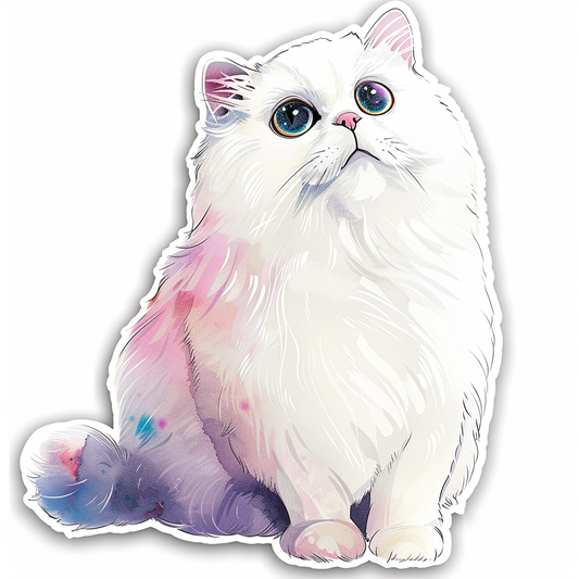Sticker of a Persian Cat majestic Expressive surreal Vinyl Decal Sticker for Car, Laptop, Tumbler and more # F016344