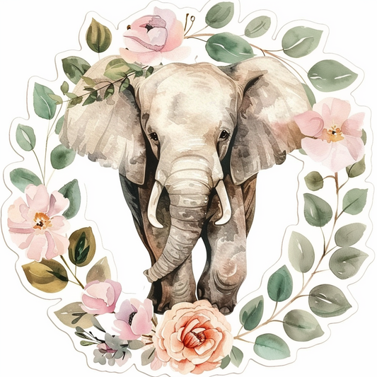 Elephant Expressive surreal Vinyl Decal Sticker for Car, Laptop, Tumbler and more # F022169-4" x 4"