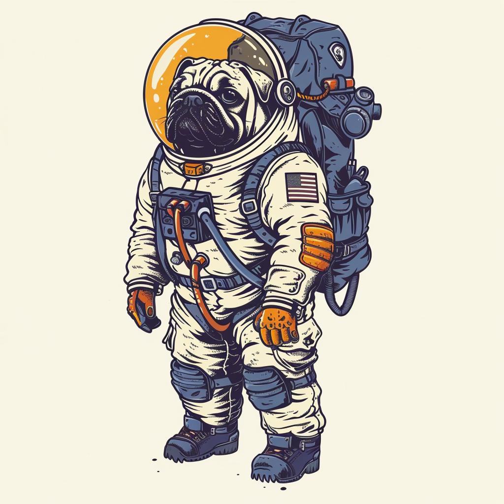Bulldog Dog astronaut majestic Expressive surreal Vinyl Decal Sticker for Car, Laptop, Tumbler and more # F017335