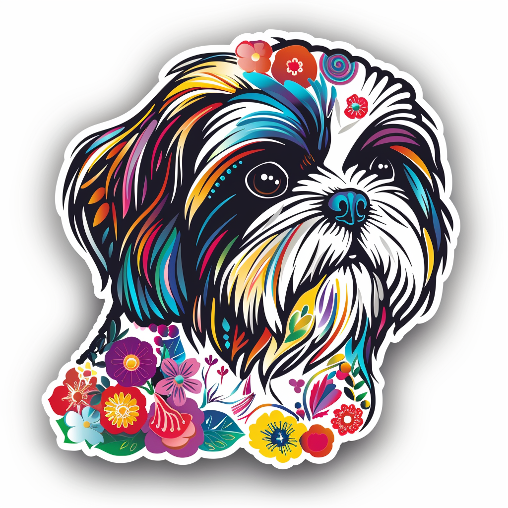 Adorable Shih Tzu Dog Expressive surreal Vinyl Decal Sticker for Car, Laptop, Tumbler and more # F018382