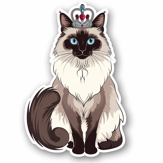 Ragdoll Cat crowned Vinyl Decal Sticker for Car, Laptop, Tumbler and more # F010271