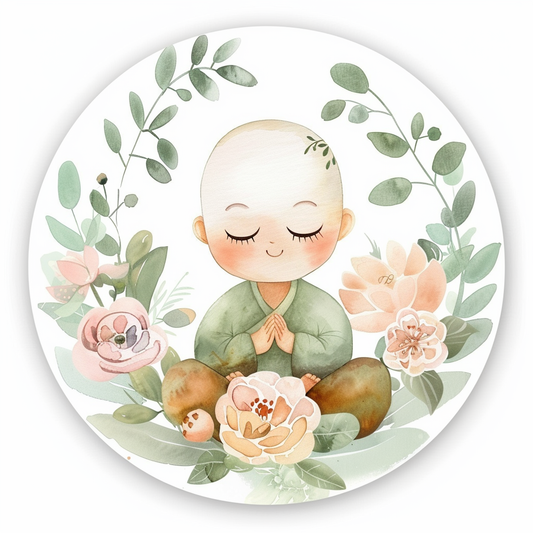 Sticker of an Adorable Buddha Expressive surreal Vinyl Decal Sticker for Car, Laptop, Tumbler and more # F017175