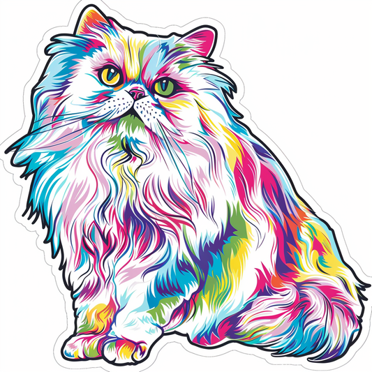 Sticker of a Persian Cat majestic Expressive surreal Vinyl Decal Sticker for Car, Laptop, Tumbler and more # F016323