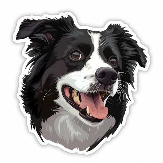 Border Collie Dog majestic Expressive surreal Vinyl Decal Sticker for Car, Laptop, Tumbler and more # F021772-4" x 4"