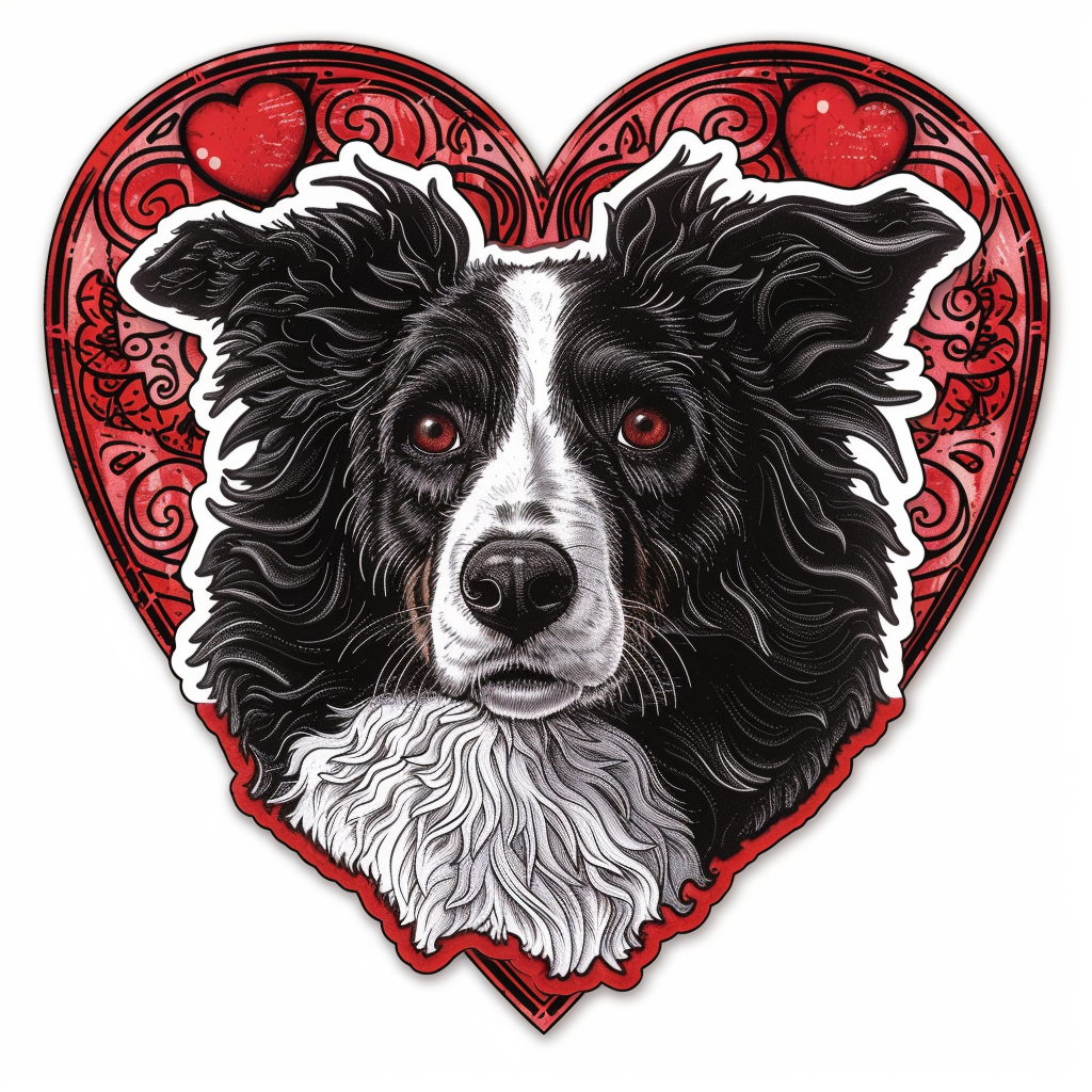 Sticker of a Border Collie Dog majestic Expressive surreal Vinyl Decal Sticker for Car, Laptop, Tumbler and more # F021879