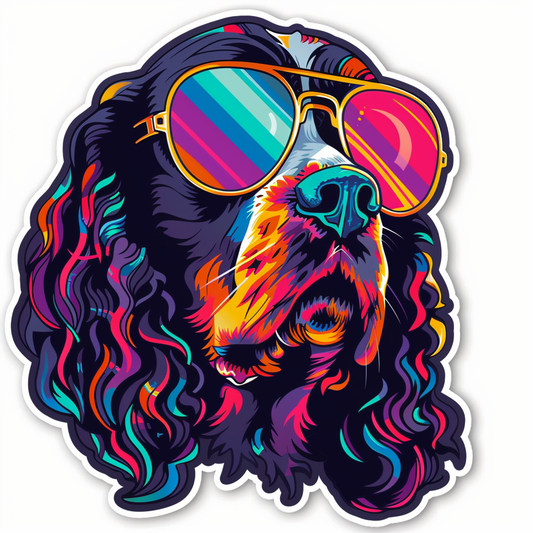 Cocker Spaniel Dog cyber punk Expressive surreal Vinyl Decal Sticker for Car, Laptop, Tumbler and more # F020255-4" x 4"