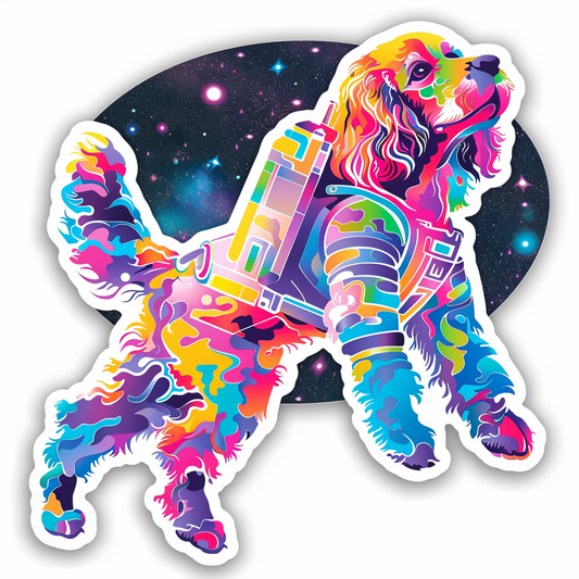Cocker Spaniel Dog astronaut majestic Expressive surreal Vinyl Decal Sticker for Car, Laptop, Tumbler and more # F020227-4" x 4"