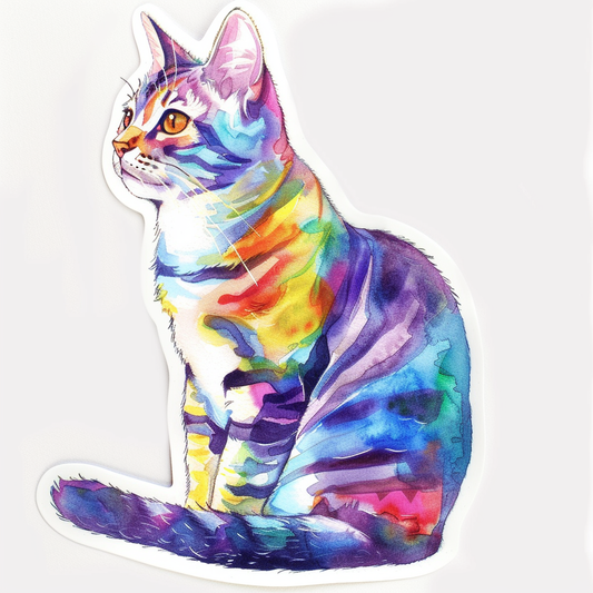 American Shorthair Cat majestic Expressive surreal Vinyl Decal Sticker for Car, Laptop, Tumbler and more # F019865-4" x 4"