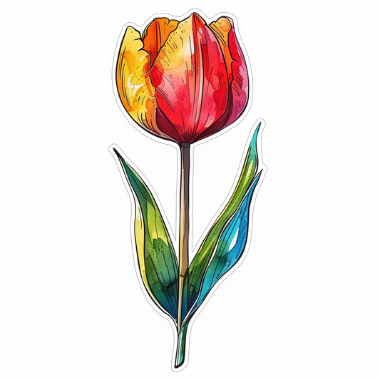 Sticker of a Tulip flower Vinyl Decal Sticker for Car, Laptop, Tumbler and more # F023469