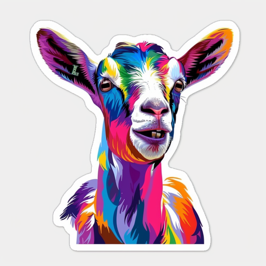 Goat majestic Expressive surreal Vinyl Decal Sticker for Car, Laptop, Tumbler and more # F020639-4" x 4"