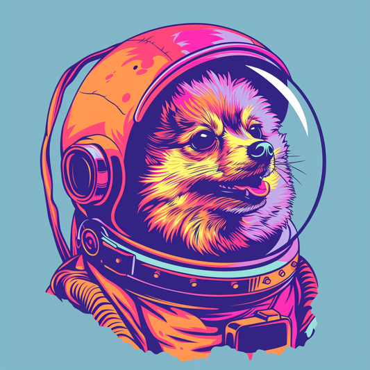 Sticker of a Pomeranian Dog astronaut majestic Expressive surreal Vinyl Decal Sticker for Car, Laptop, Tumbler and more # F013890