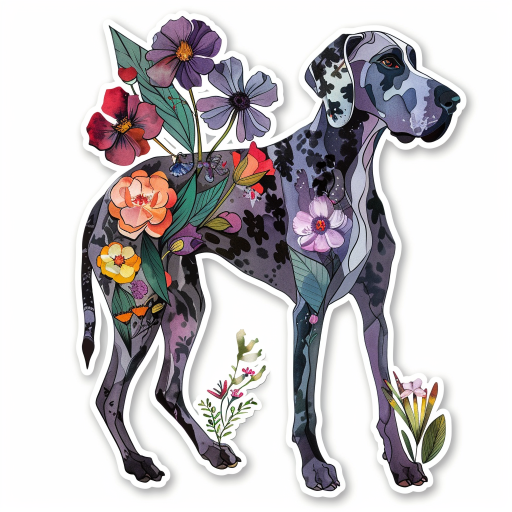 Adorable Great Dane Dog Expressive surreal Vinyl Decal Sticker for Car, Laptop, Tumbler and more # F017854