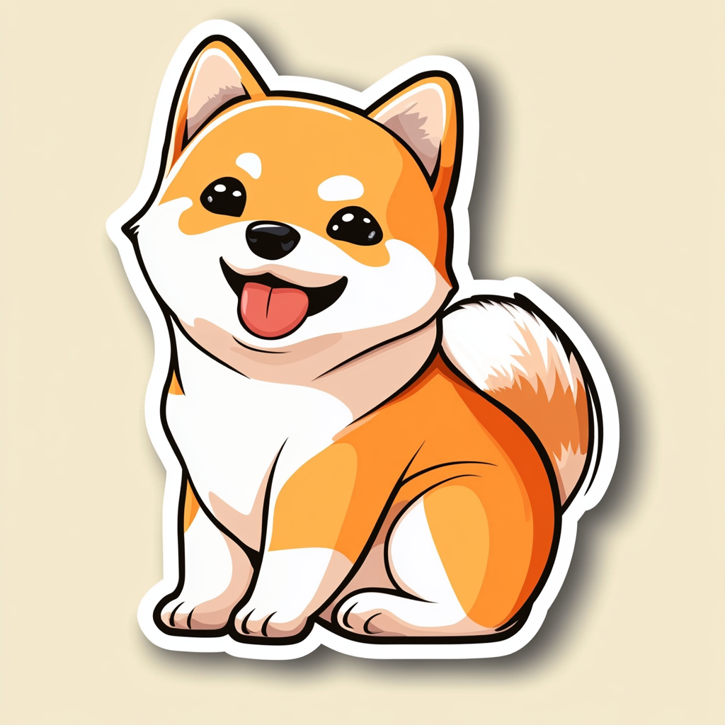 Shiba Inu sticker cartoon style Expressive surreal Vinyl Decal Sticker for Car, Laptop, Tumbler and more # F025835