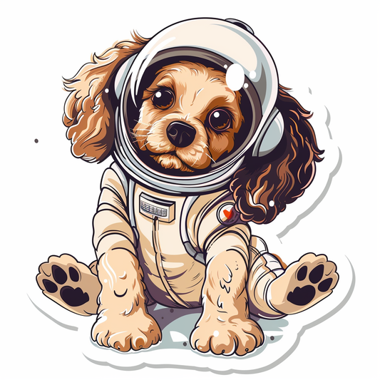 Cute and Adorable Cocker Spaniel Dog Expressive surreal Vinyl Decal Sticker for Car, Laptop, Tumbler and more # F019986-4" x 4"