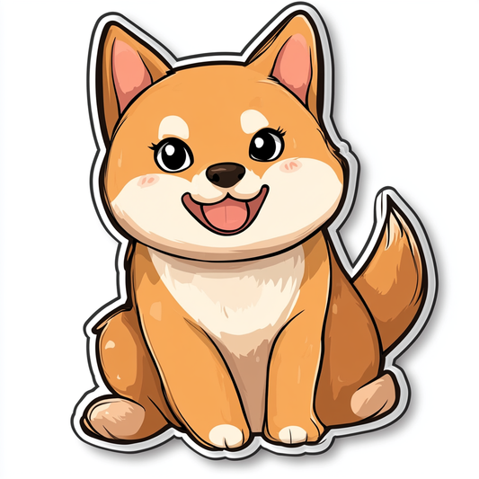 Shiba Inu sticker cartoon style Expressive surreal Vinyl Decal Sticker for Car, Laptop, Tumbler and more # F025800