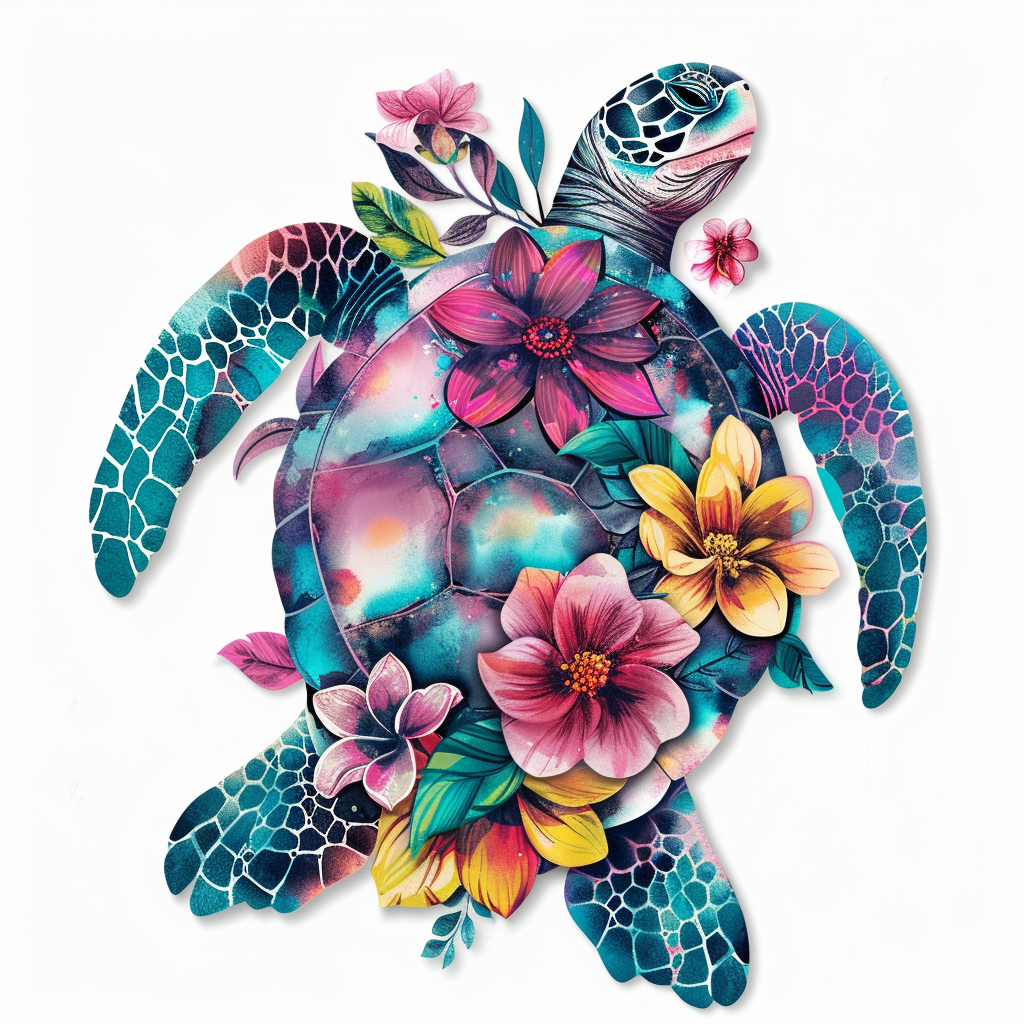 Sticker of a turtle majestic Expressive surreal Vinyl Decal Sticker for Car, Laptop, Tumbler and more # F022013