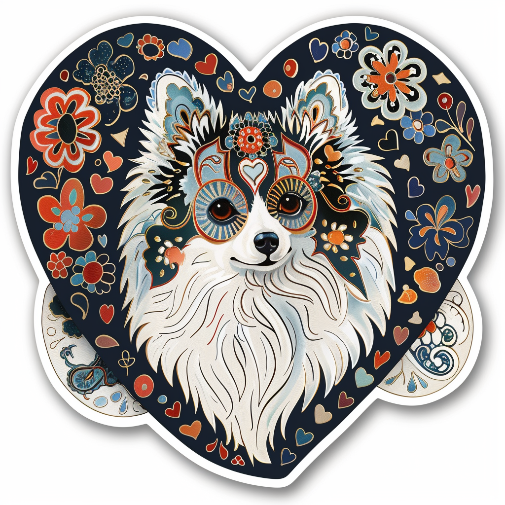 Sticker of a Pomeranian Dog majestic Expressive surreal Heartcore Vinyl Decal Sticker for Car, Laptop, Tumbler and more # F013956