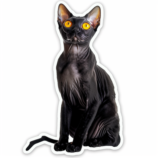 Adorable Cornish Rex Cat Expressive surreal Vinyl Decal Sticker for Car, Laptop, Tumbler and more # F021451-4" x 4"
