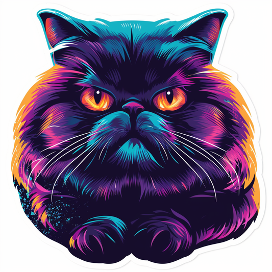 Persian Cat Expressive surreal Vinyl Decal Sticker for Car, Laptop, Tumbler and more # F016495