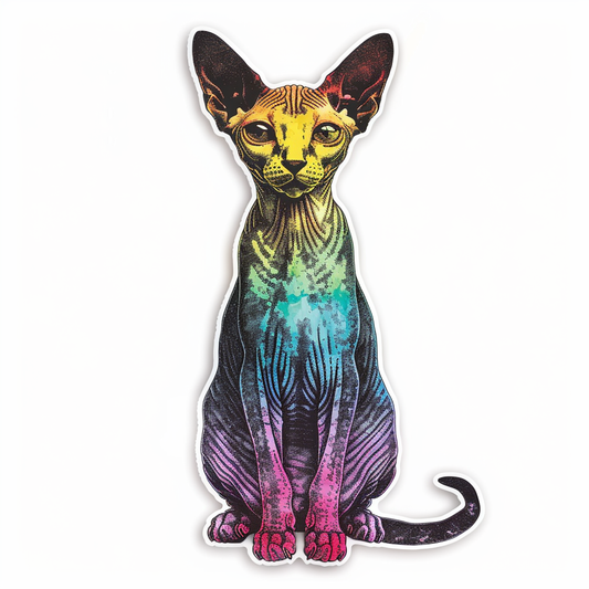 Adorable Cornish Rex Cat Expressive surreal Vinyl Decal Sticker for Car, Laptop, Tumbler and more # F021357-4" x 4"