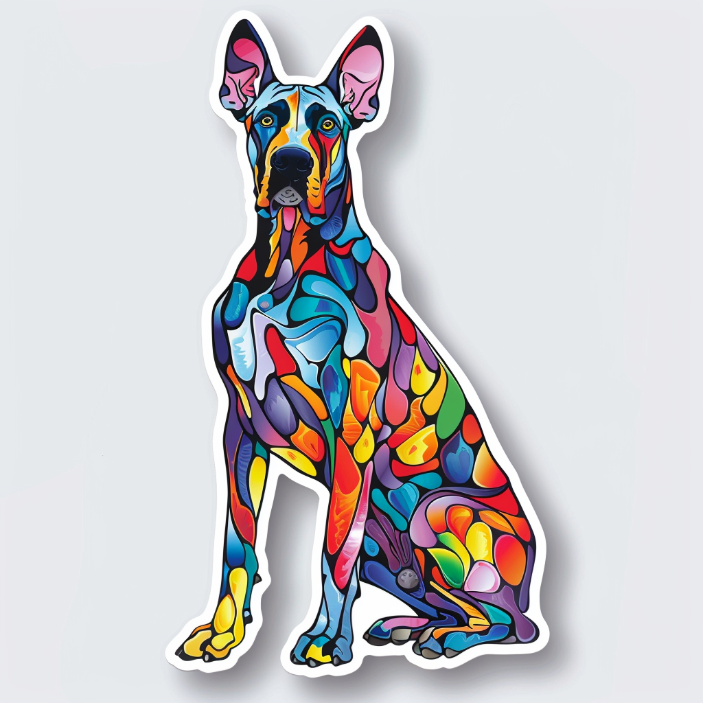 Adorable Great Dane Dog Expressive surreal Vinyl Decal Sticker for Car, Laptop, Tumbler and more # F017891