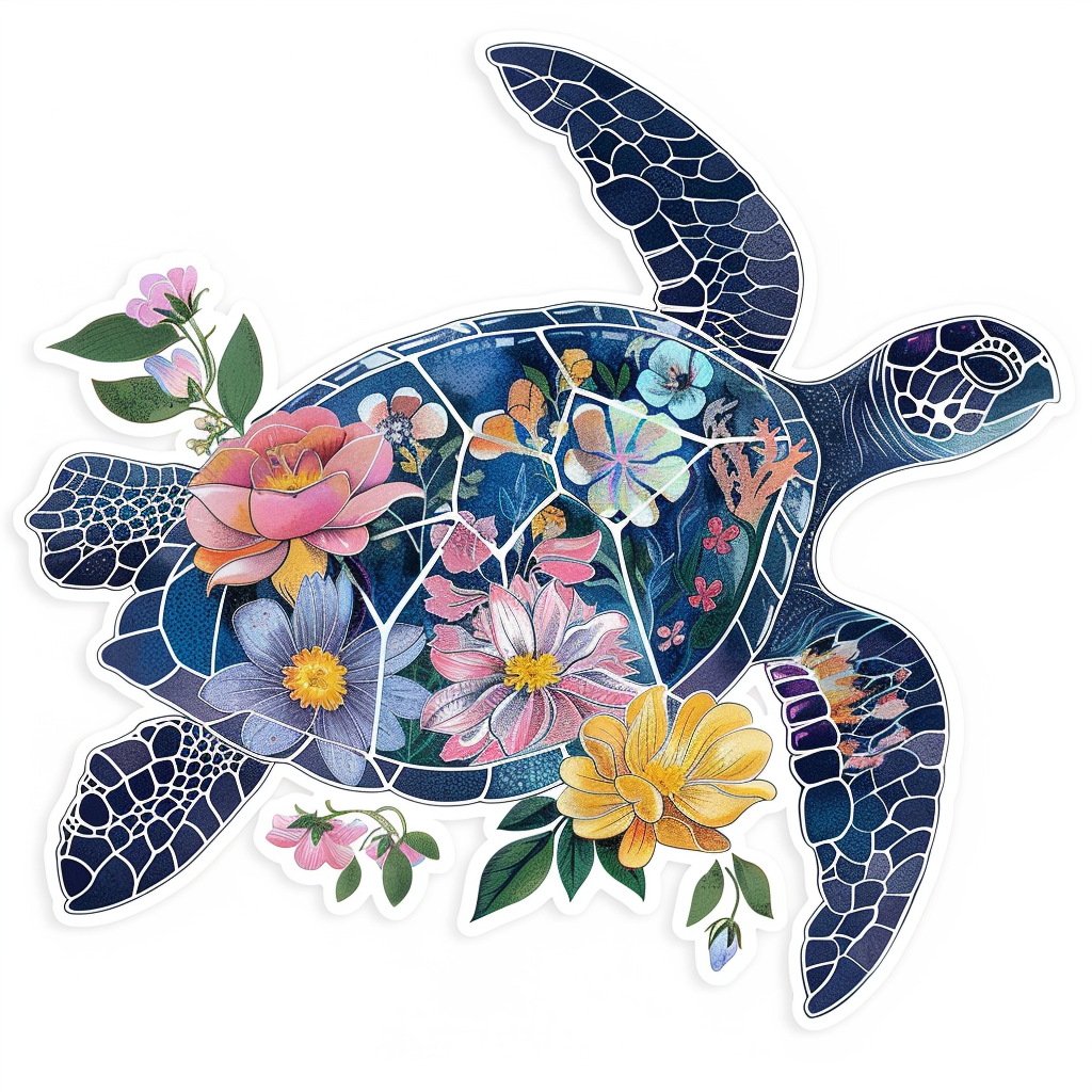Sticker of a turtle majestic Expressive surreal Vinyl Decal Sticker for Car, Laptop, Tumbler and more # F022007