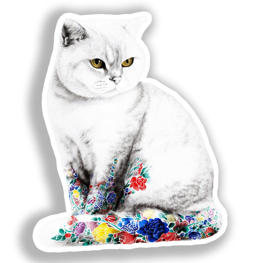 British Shorthair Cat Vinyl Decal Sticker for Car, Laptop, Tumbler and more # A018950-4" x 4"