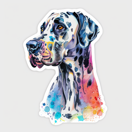 Adorable Great Dane Dog Expressive surreal Vinyl Decal Sticker for Car, Laptop, Tumbler and more # F017883