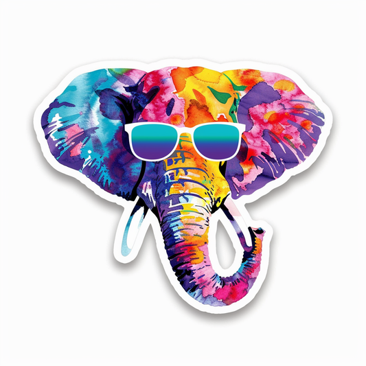 Elephant Expressive surreal Vinyl Decal Sticker for Car, Laptop, Tumbler and more # F022247-4" x 4"