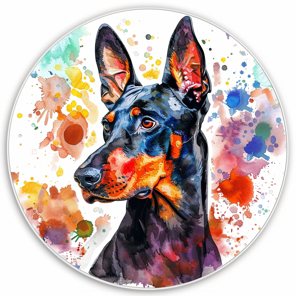 Sticker of a Doberman Pinscher Dog majestic Expressive surreal Vinyl Decal Sticker for Car, Laptop, Tumbler and more # F019196