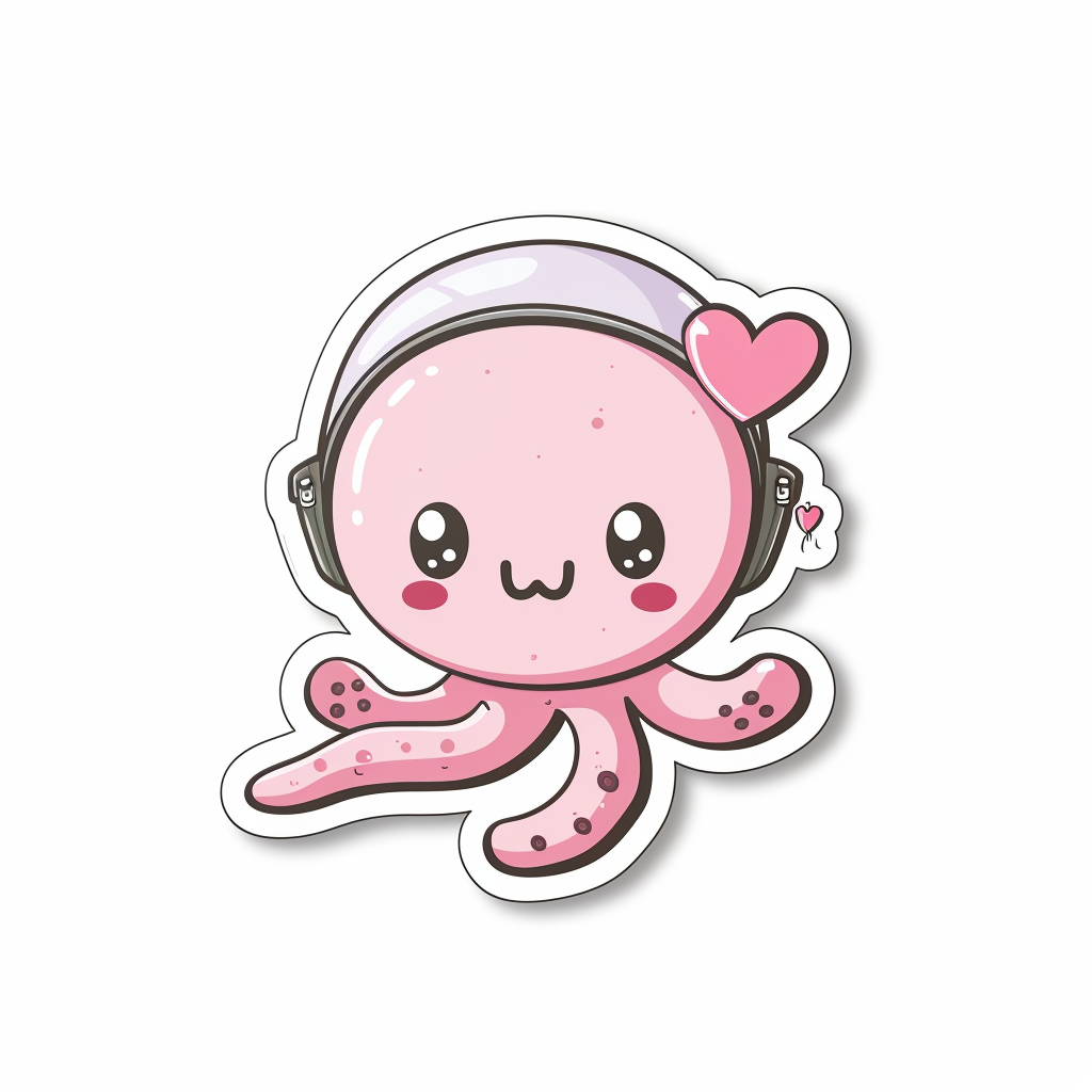 Cute and Adorable Octopus full body space suit Expressive surreal Vinyl Decal Sticker for Car, Laptop, Tumbler and more # F015972