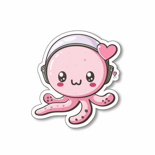 Cute and Adorable Octopus full body space suit Expressive surreal Vinyl Decal Sticker for Car, Laptop, Tumbler and more # F015972