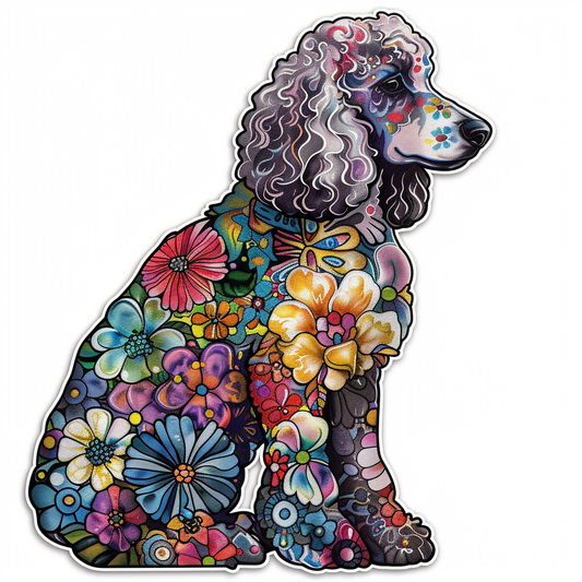 Poodle Dog floral Vinyl Decal Sticker for Car, Laptop, Tumbler and more # F012536