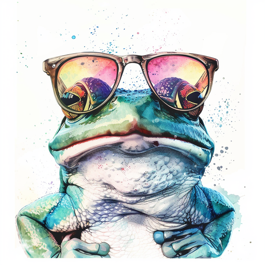 Sticker of a Frog wearing sunglasses majestic Expressive surreal Vinyl Decal Sticker for Car, Laptop, Tumbler and more # F016699