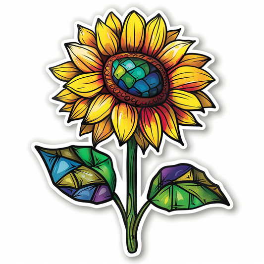 Sunflower flower majestic Expressive surreal Vinyl Decal Sticker for Car, Laptop, Tumbler and more # F023141