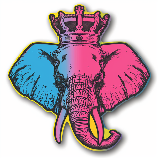 Elephant Expressive surreal Vinyl Decal Sticker for Car, Laptop, Tumbler and more # F022277-4" x 4"