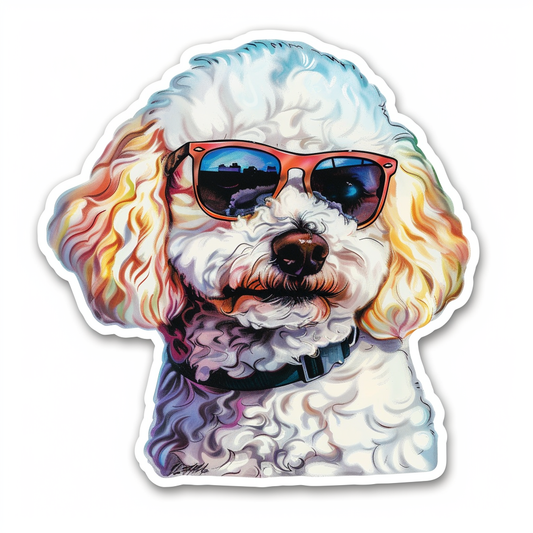 Poodle Dog wearing sunglasses Vinyl Decal Sticker for Car, Laptop, Tumbler and more # F012650