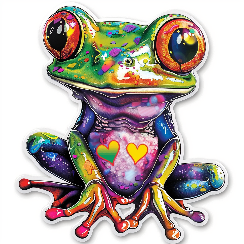 Sticker of a Frog majestic Expressive surreal Vinyl Decal Sticker for Car, Laptop, Tumbler and more # F016604