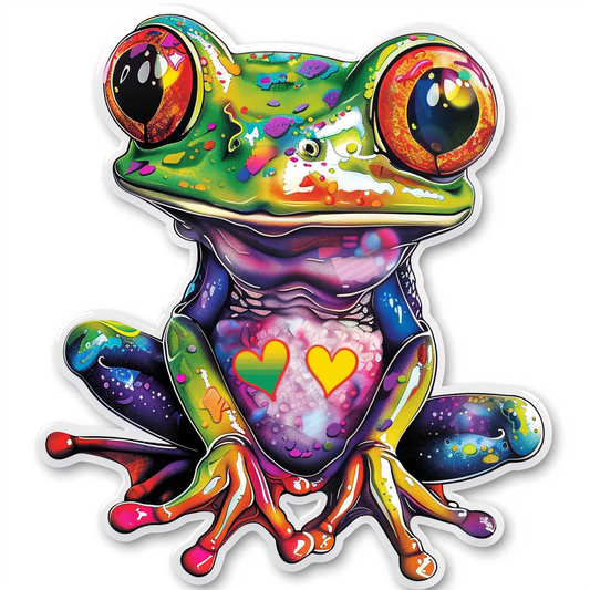 Sticker of a Frog majestic Expressive surreal Vinyl Decal Sticker for Car, Laptop, Tumbler and more # F016604