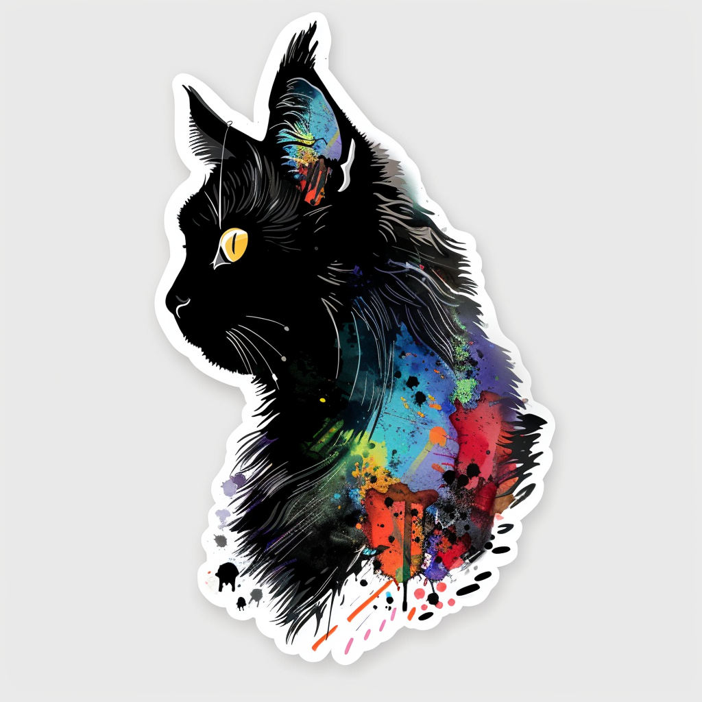 Persian Cat Expressive surreal Vinyl Decal Sticker for Car, Laptop, Tumbler and more # F016157