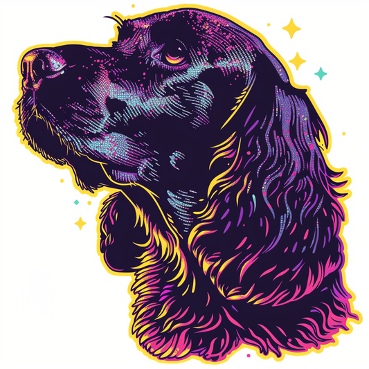 Cocker Spaniel Dog cyber punk Expressive surreal Vinyl Decal Sticker for Car, Laptop, Tumbler and more # F020297-4" x 4"