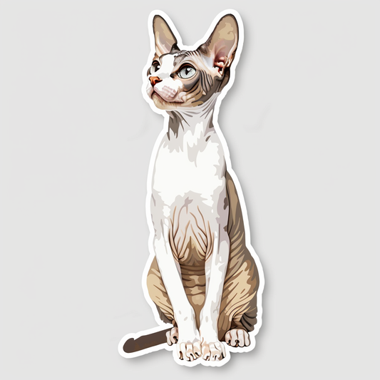 Adorable Cornish Rex Cat Expressive surreal Vinyl Decal Sticker for Car, Laptop, Tumbler and more # F021567-4" x 4"