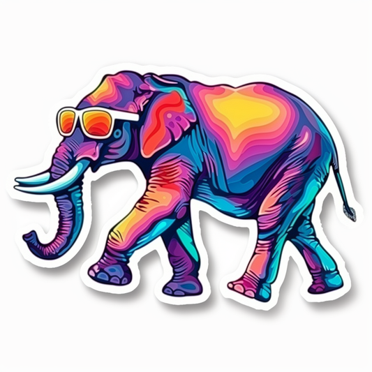 Elephant Expressive surreal Vinyl Decal Sticker for Car, Laptop, Tumbler and more # F022244-4" x 4"