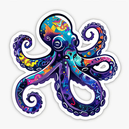 Sticker of an Octopus astronaut majestic Expressive surreal Vinyl Decal Sticker for Car, Laptop, Tumbler and more # F015651